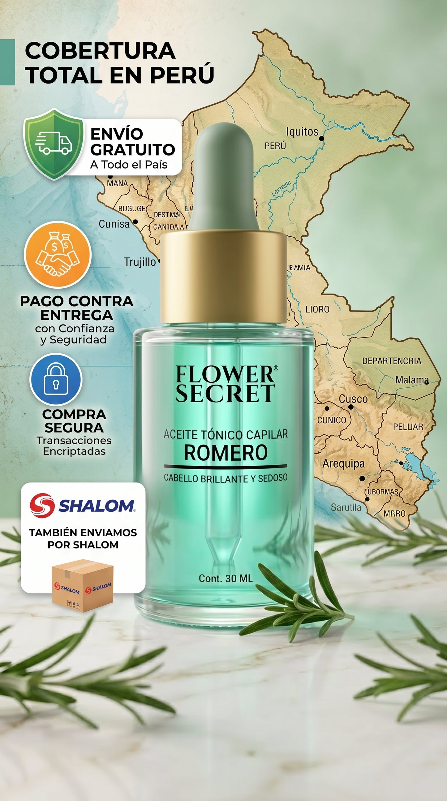 🌿✨ FLOWER SECRET ✨🌿 💇♀️🔥 ACEITE TÓNICO CAPILAR DE ROMERO 🔥💇♀️