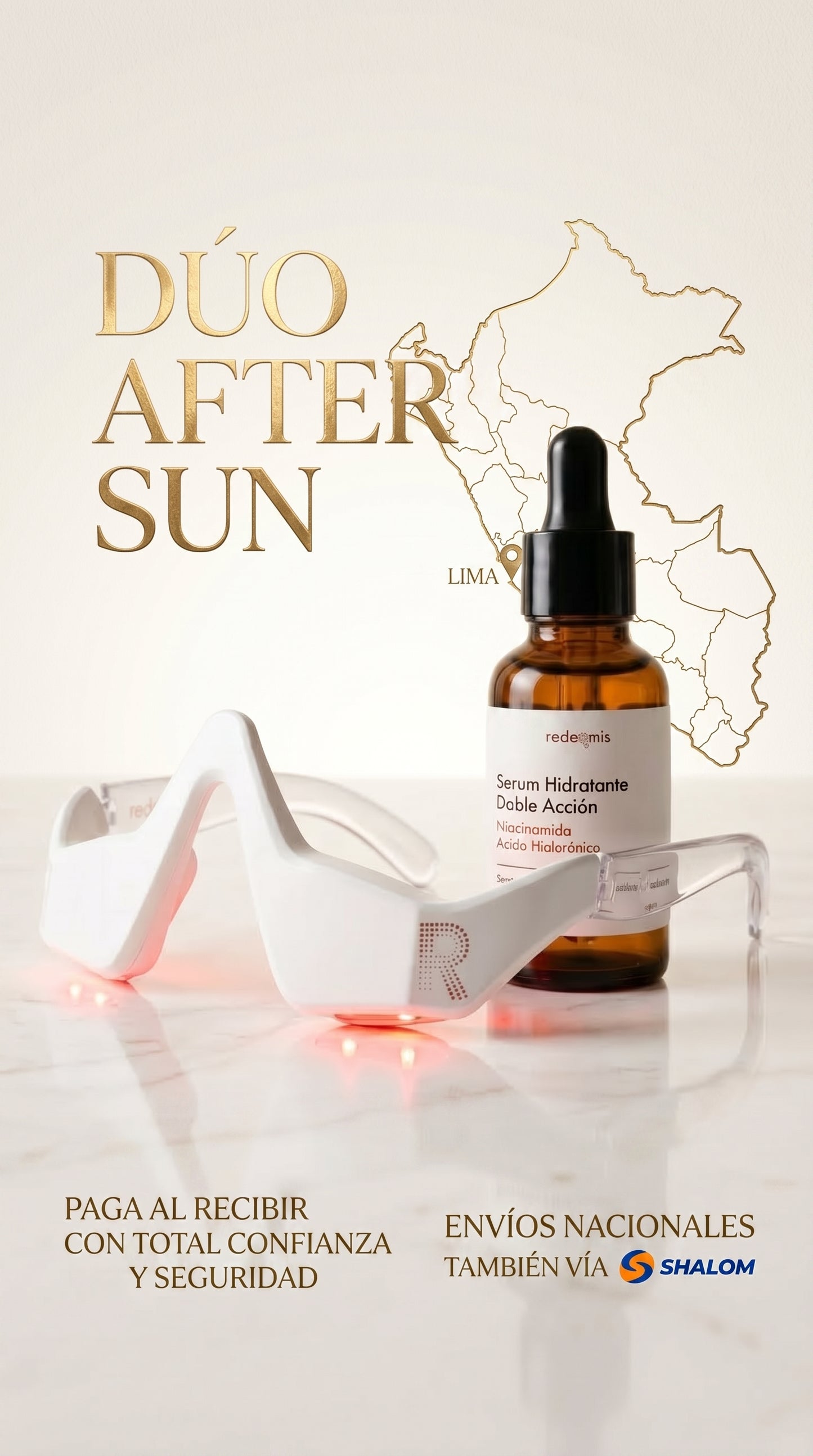 Kit completo · Listo para usar Gafas LED + Sérum Anti Ojeras y Bolsas