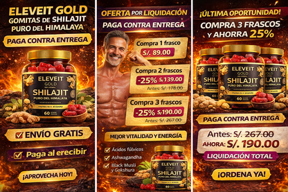 ELEVEIT GOLD GOMITAS DE SHILAJIT PURO DEL HIMALAYA