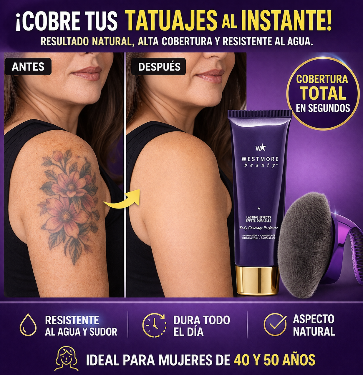 maquillaje corporal de alta cobertura