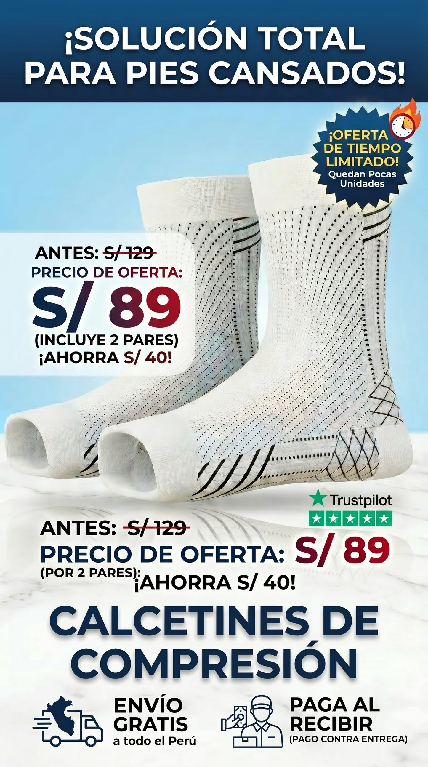 Medias De Compresión - Obtén Alivio Instantáneo De Pies Hinchados Y Adoloridos