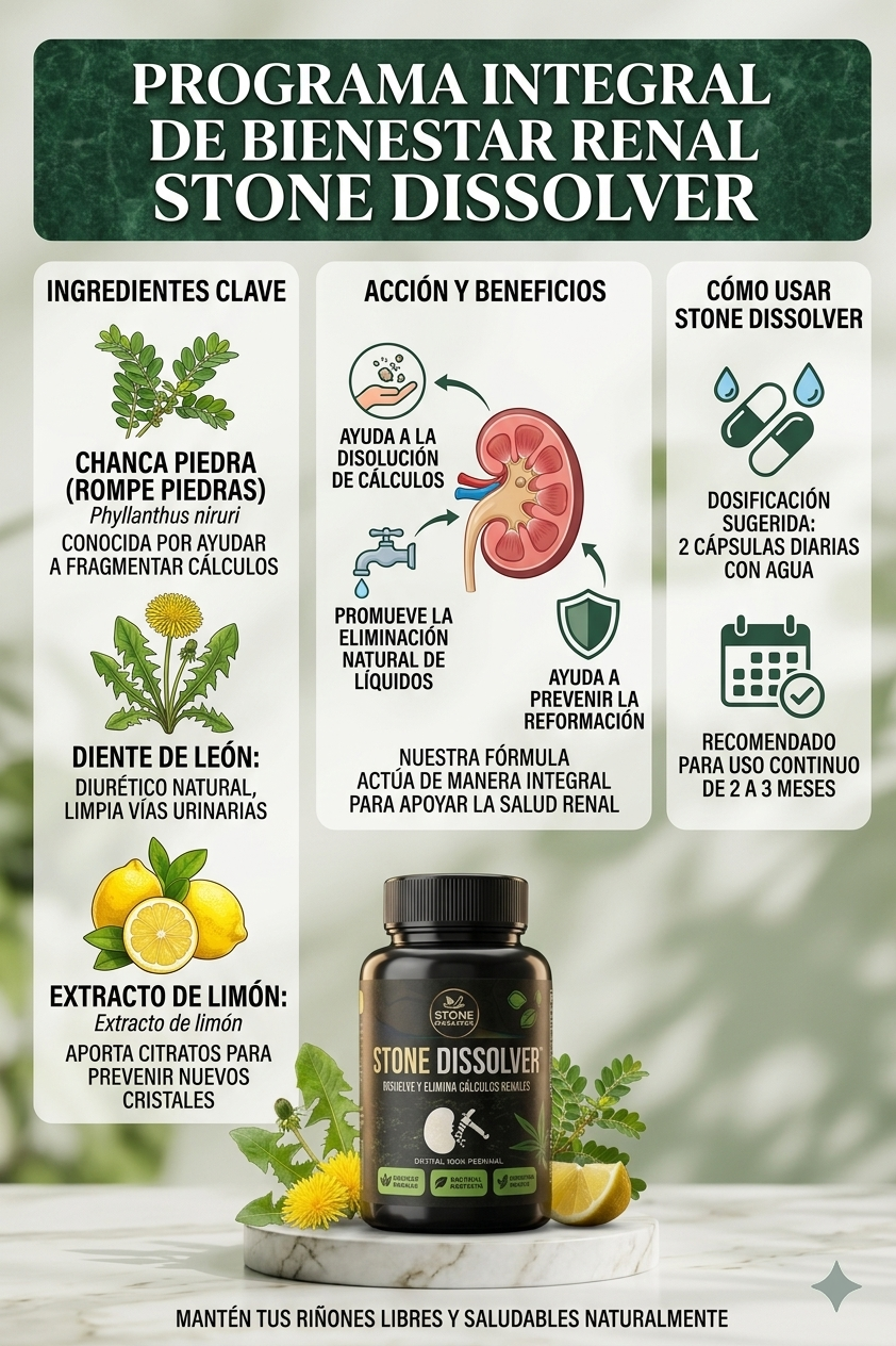 CANSADO DEL DOLOR POR CÁLCULOS RENALES? DALE A TU CUERPO EL APOYO QUE NECESITA STONE DISSOLVER