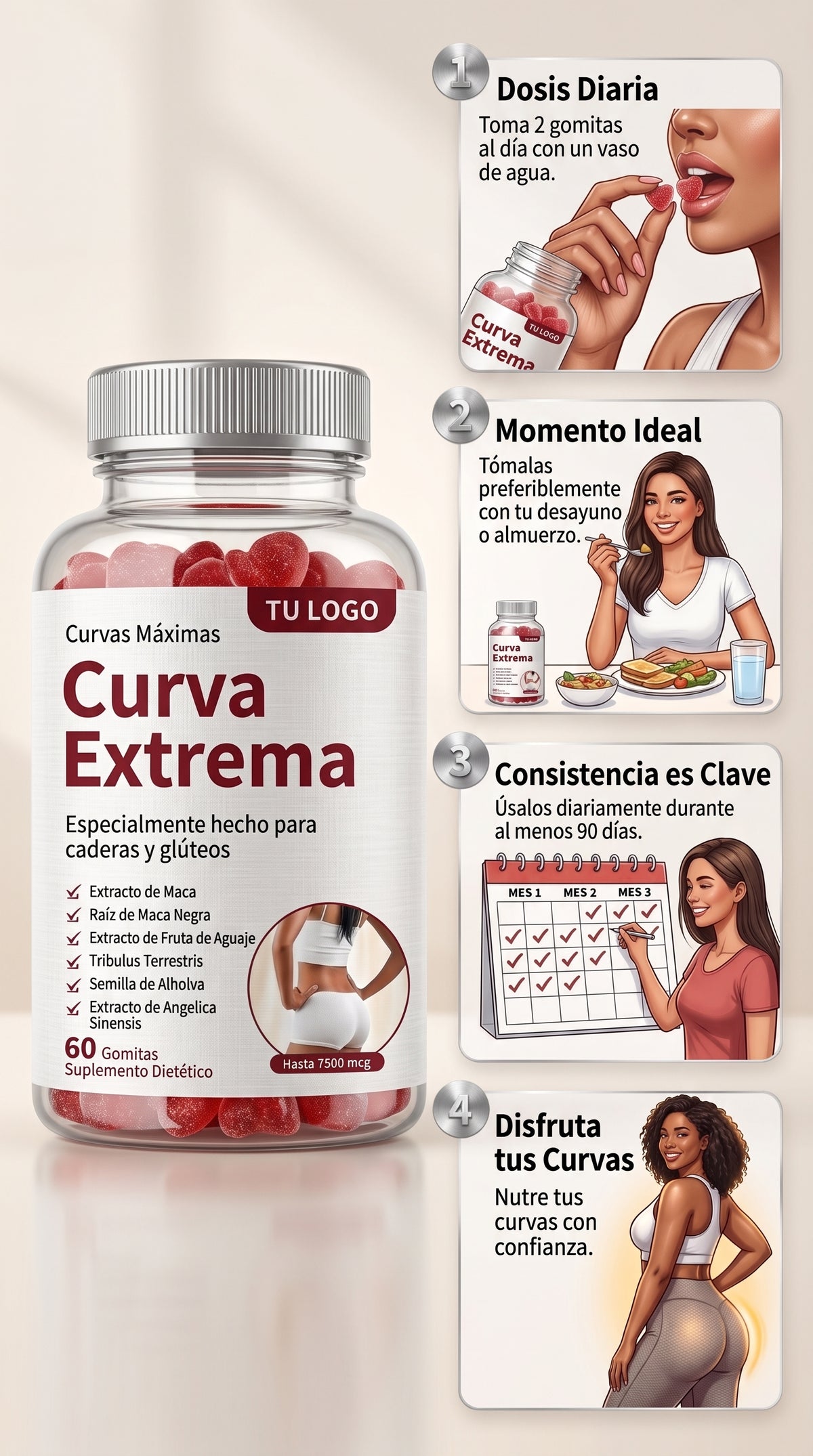 EXTREME CURVE GOMITAS PARA EL METABLISTO SIENTE FELIZ MUJER