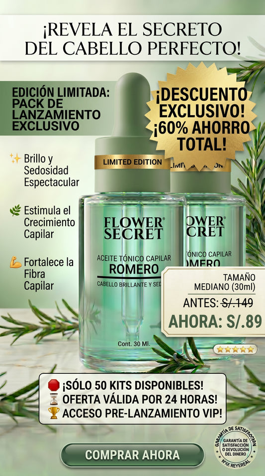 🌿✨ FLOWER SECRET ✨🌿 💇‍♀️🔥 ACEITE TÓNICO CAPILAR DE ROMERO 🔥💇‍♀️