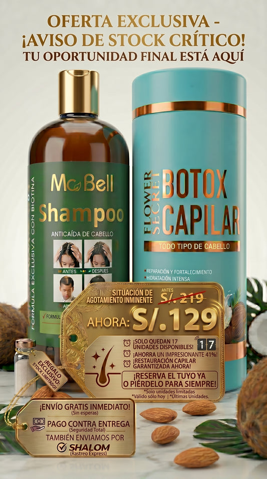 💖✨ ¡Transforma tu cabello con MCBELL + Botox Capilar Flower Secret! 💇‍♀️🔥 Reparación profunda y brillo extremo 😱