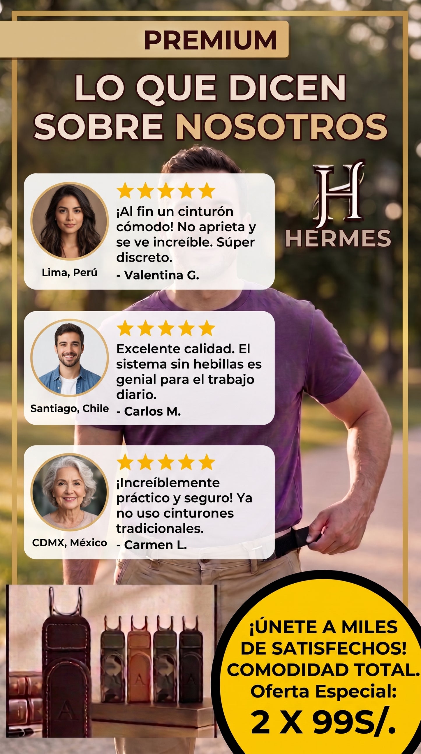 CINTURONES ELASTICOS  DE SEGURIDAD PREMIUM HERMES