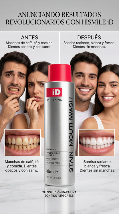 Hismile iD bain de bouche pour l'éclat des dents et pour un souffle frais aux huiles essentielles, 237 ml