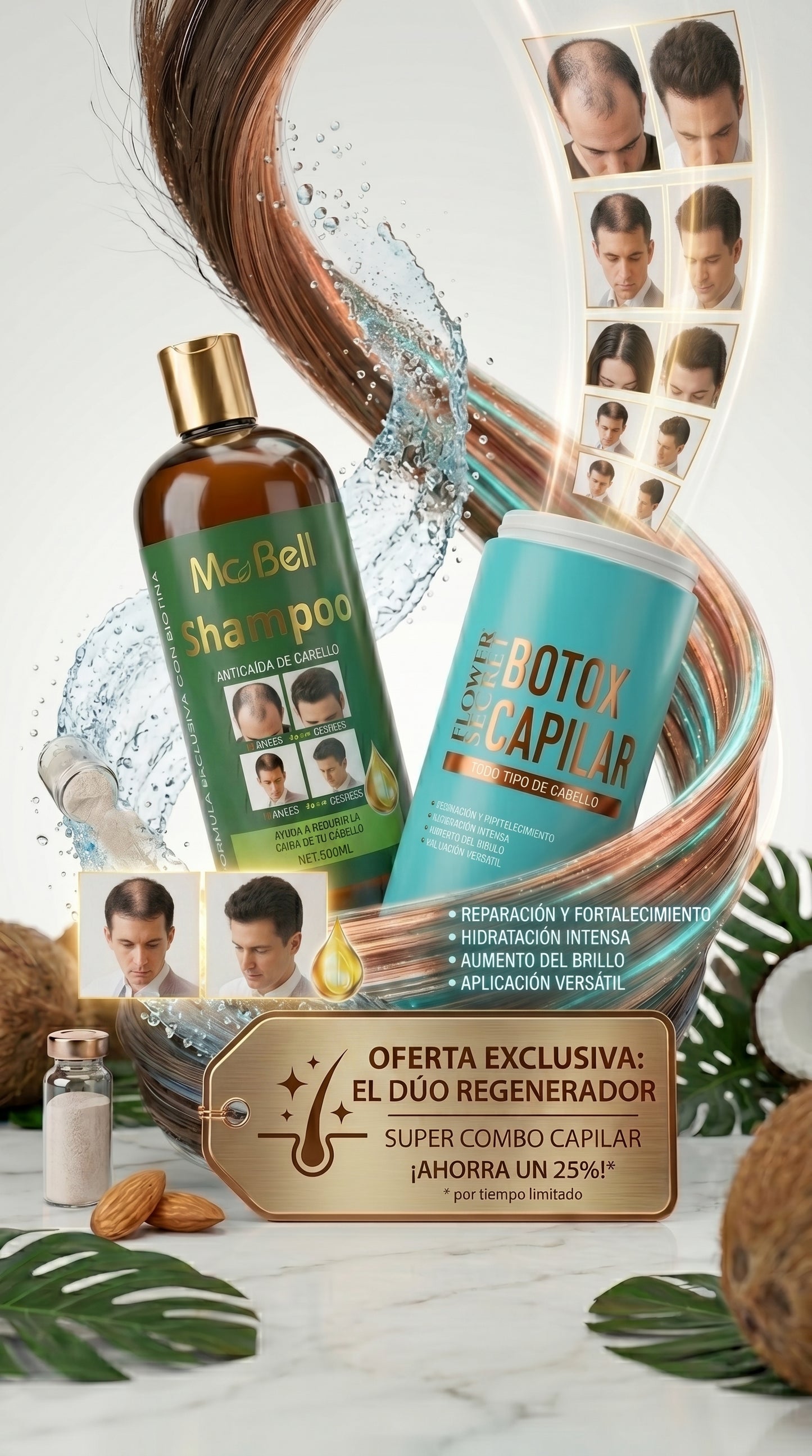 💖✨ ¡Transforma tu cabello con MCBELL + Botox Capilar Flower Secret! 💇‍♀️🔥 Reparación profunda y brillo extremo 😱