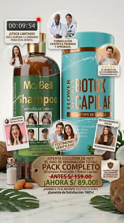 💖✨ ¡Transforma tu cabello con MCBELL + Botox Capilar Flower Secret! 💇‍♀️🔥 Reparación profunda y brillo extremo 😱