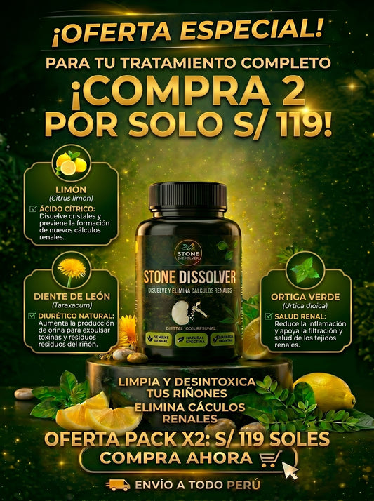 CANSADO DEL DOLOR POR CÁLCULOS RENALES? DALE A TU CUERPO EL APOYO QUE NECESITA STONE DISSOLVER
