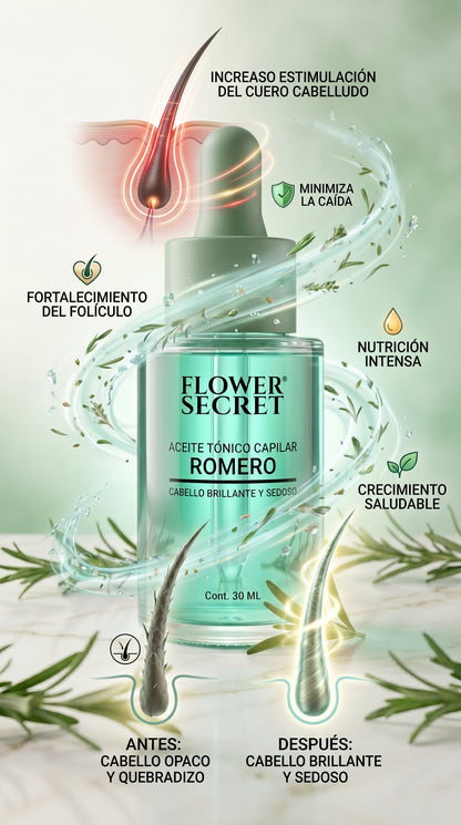 🌿✨ FLOWER SECRET ✨🌿 💇‍♀️🔥 ACEITE TÓNICO CAPILAR DE ROMERO 🔥💇‍♀️