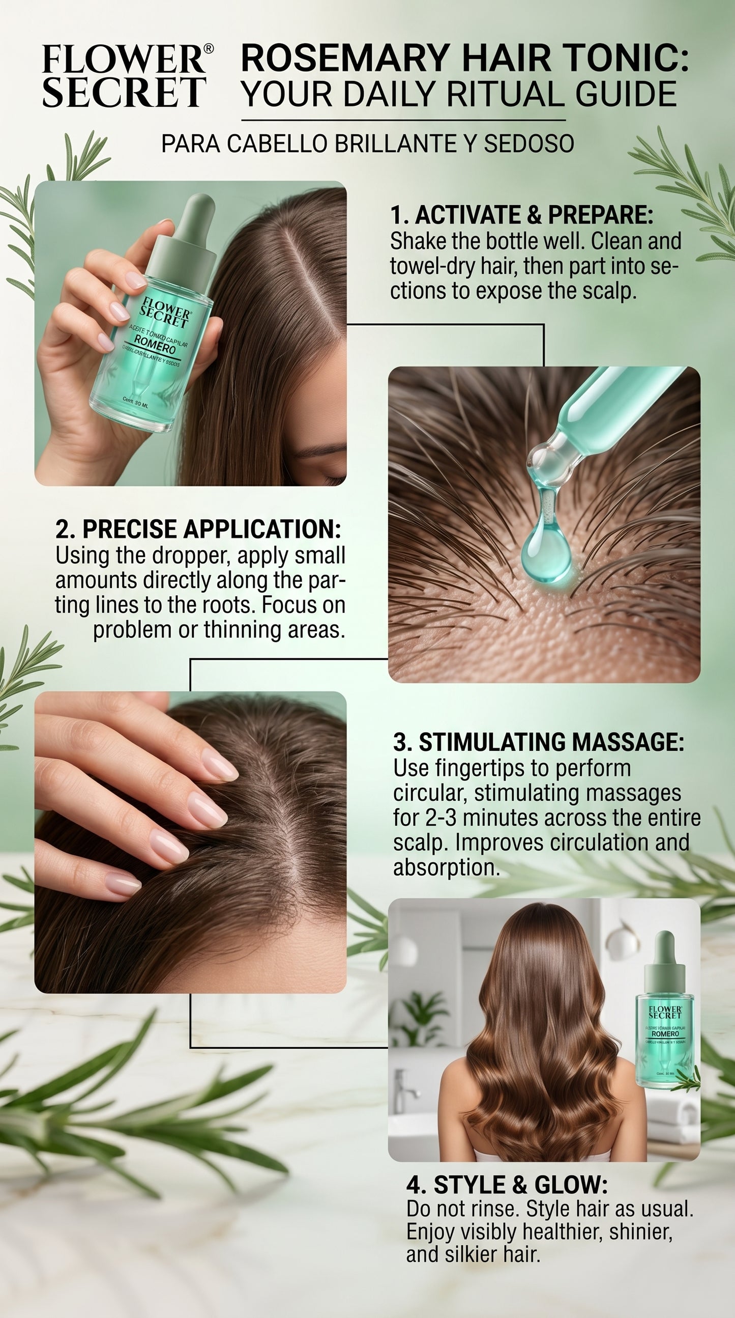 🌿✨ FLOWER SECRET ✨🌿 💇‍♀️🔥 ACEITE TÓNICO CAPILAR DE ROMERO 🔥💇‍♀️