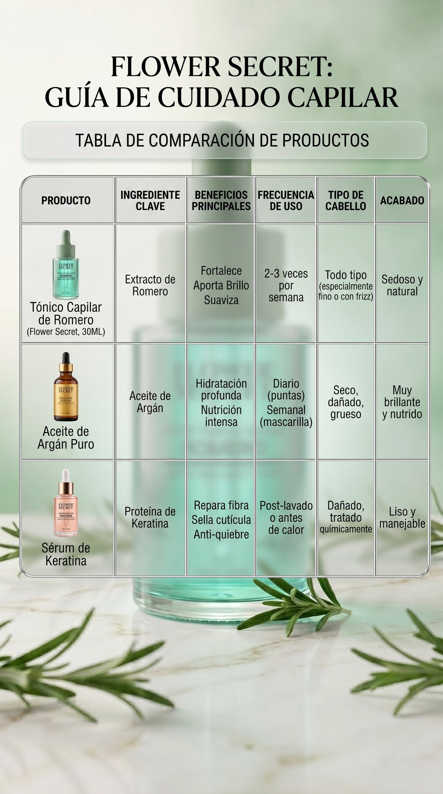 🌿✨ FLOWER SECRET ✨🌿 💇‍♀️🔥 ACEITE TÓNICO CAPILAR DE ROMERO 🔥💇‍♀️