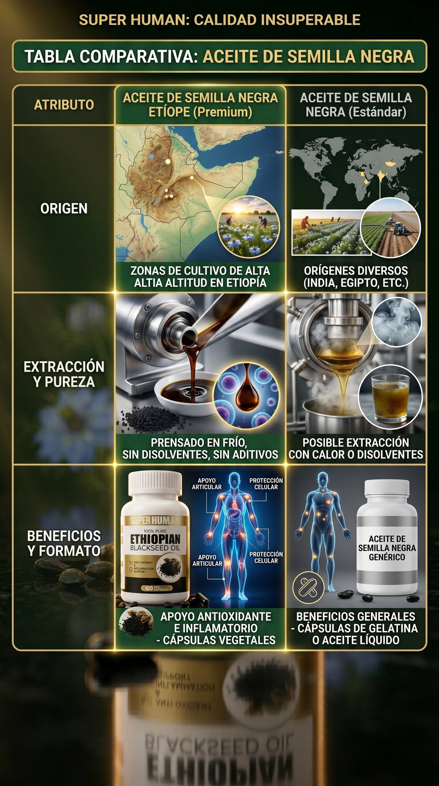 🌿✨ SUPER HUMAN | 100% ACEITE PURO DE SEMILLA NEGRA ETÍOPE (Black Seed Oil) ✨🌿