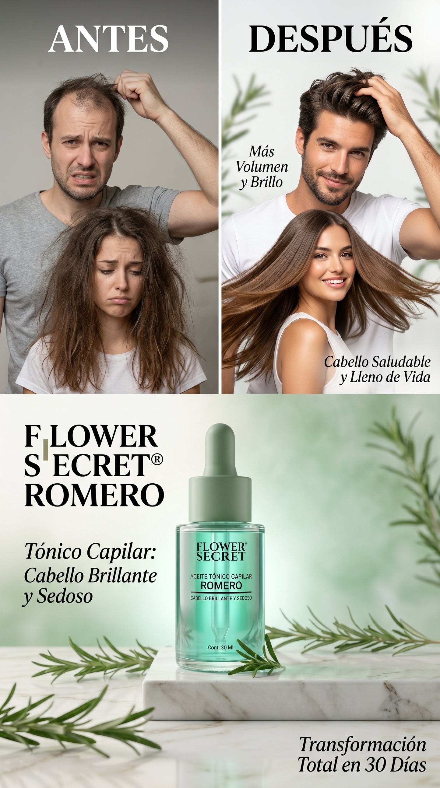 🌿✨ FLOWER SECRET ✨🌿 💇‍♀️🔥 ACEITE TÓNICO CAPILAR DE ROMERO 🔥💇‍♀️
