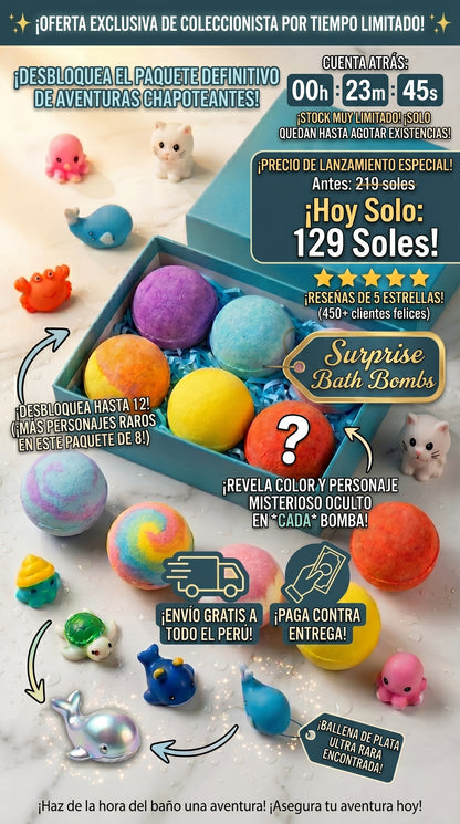 BOMBAS DE BAÑO EFERVESCENTES CON REGALO SORPRESA 🎁🫧