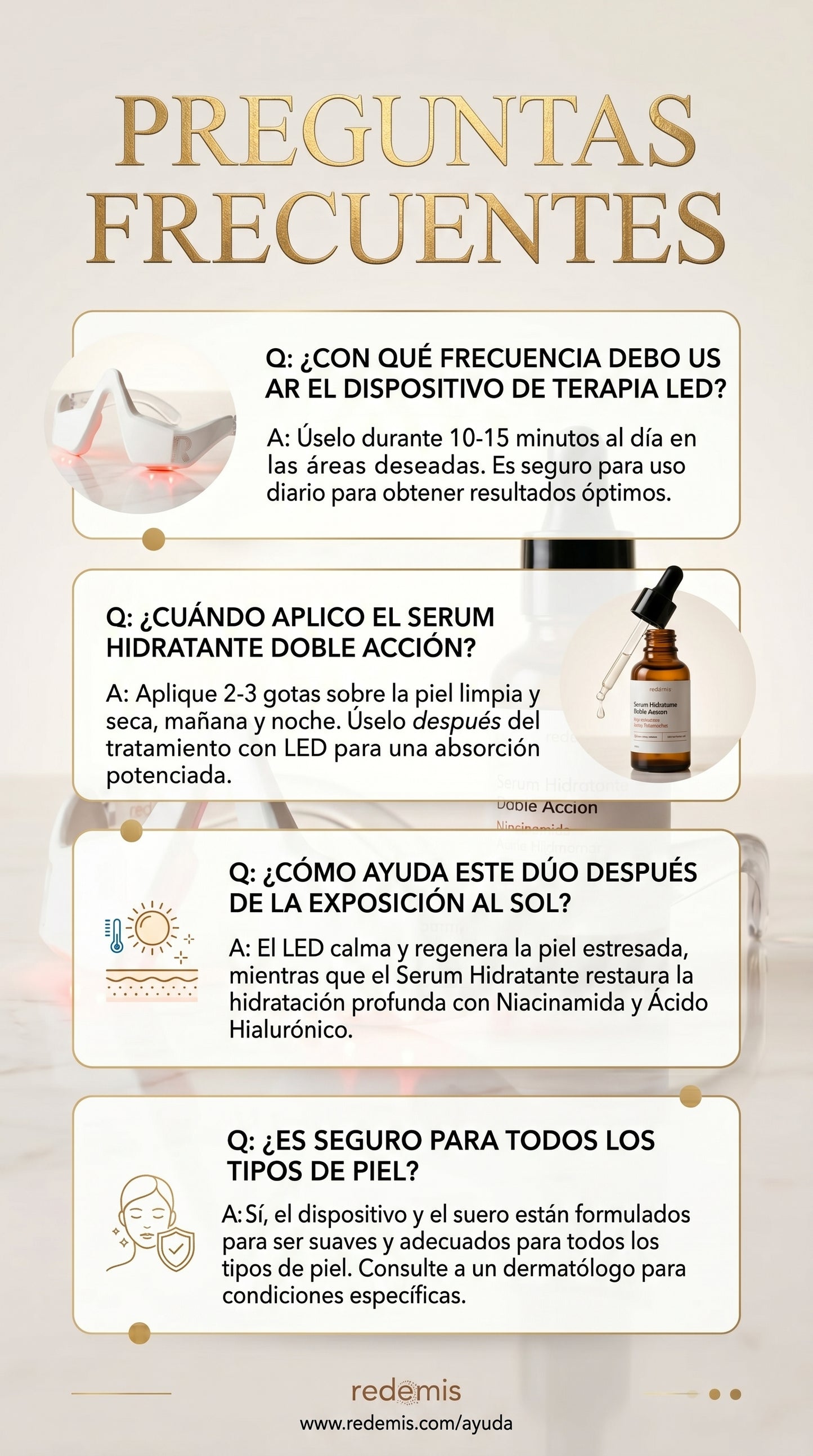 Kit completo · Listo para usar Gafas LED + Sérum Anti Ojeras y Bolsas