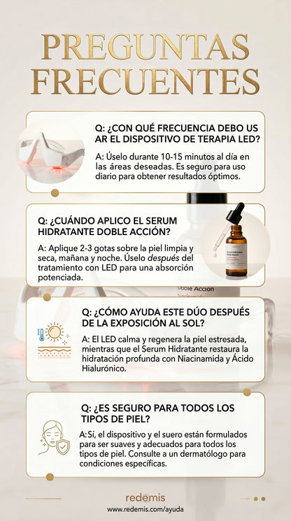 Kit completo · Listo para usar Gafas LED + Sérum Anti Ojeras y Bolsas
