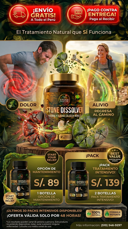 CANSADO DEL DOLOR POR CÁLCULOS RENALES? DALE A TU CUERPO EL APOYO QUE NECESITA STONE DISSOLVER