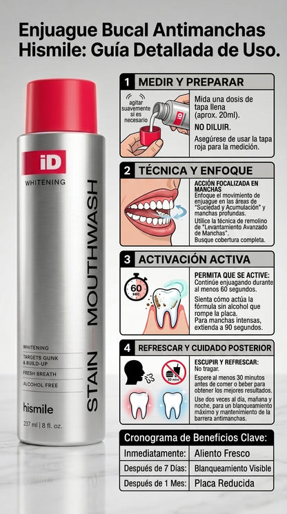 Hismile iD bain de bouche pour l'éclat des dents et pour un souffle frais aux huiles essentielles, 237 ml